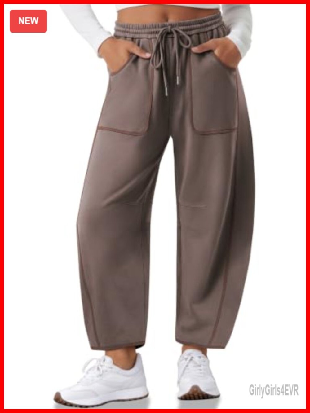 Womens Barrel Sweatpants Wide Leg Contrast Piping Lounge Joggers
